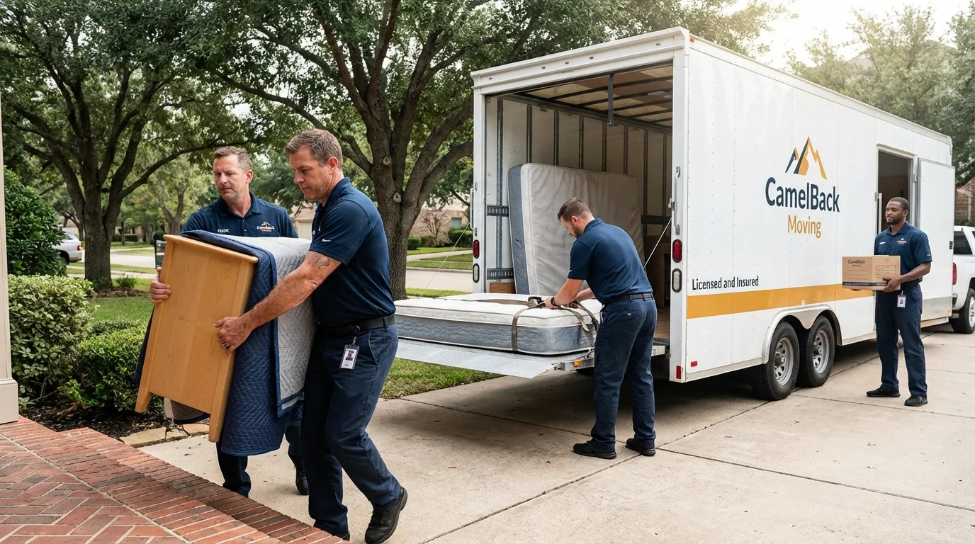 Crew loading residential truck for cross-state move from Lenox, MA