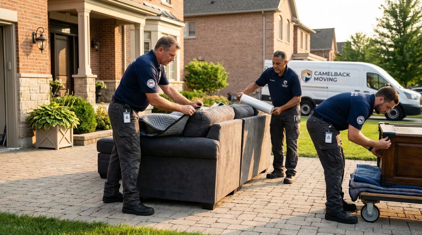 Large estate moving crew wrapping furniture in Lenox, MA