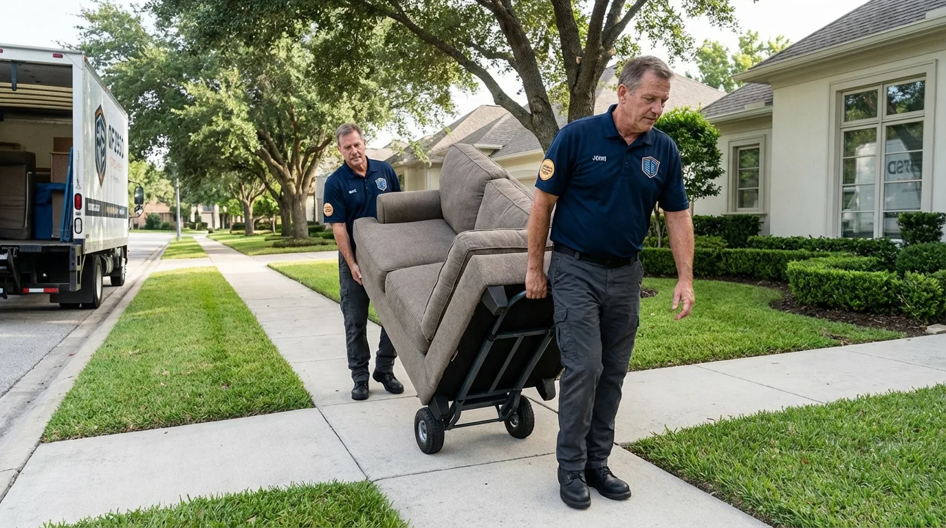 Local residential moving crew loading furniture in Lenox, MA